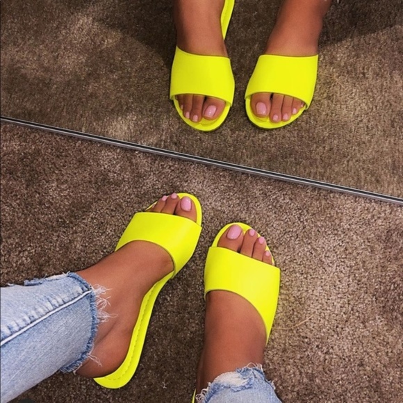 Dolly Mix Shoes - "CeCe" Slides - Neon Yellow